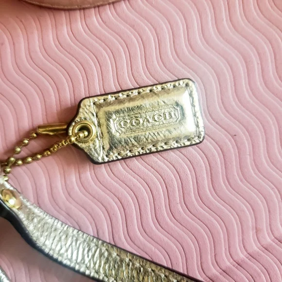 COACH Poppy Blue Gold New York Script Signature Heart Poppy Crossbody - Picture 6 of 14